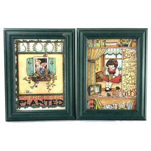Mary Engelbreit Framed Art Prints Pair Bloom Where You’re Planted 6.5x8.5